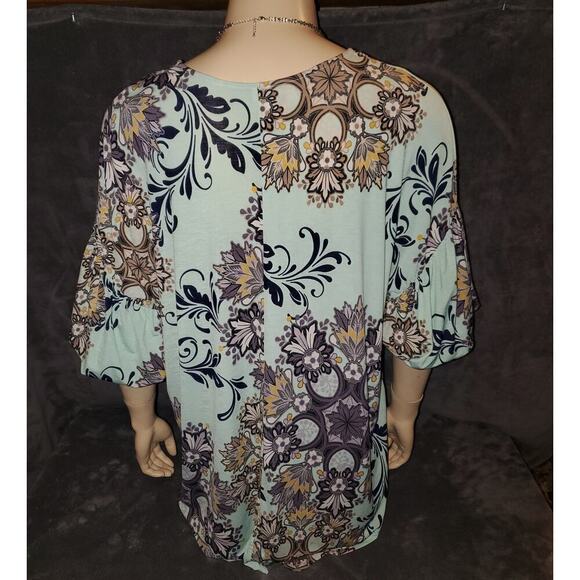 Perfectly Priscilla Woman's blouse shirt puff sleeves with tie bottom XXXL - Picture 5 of 7